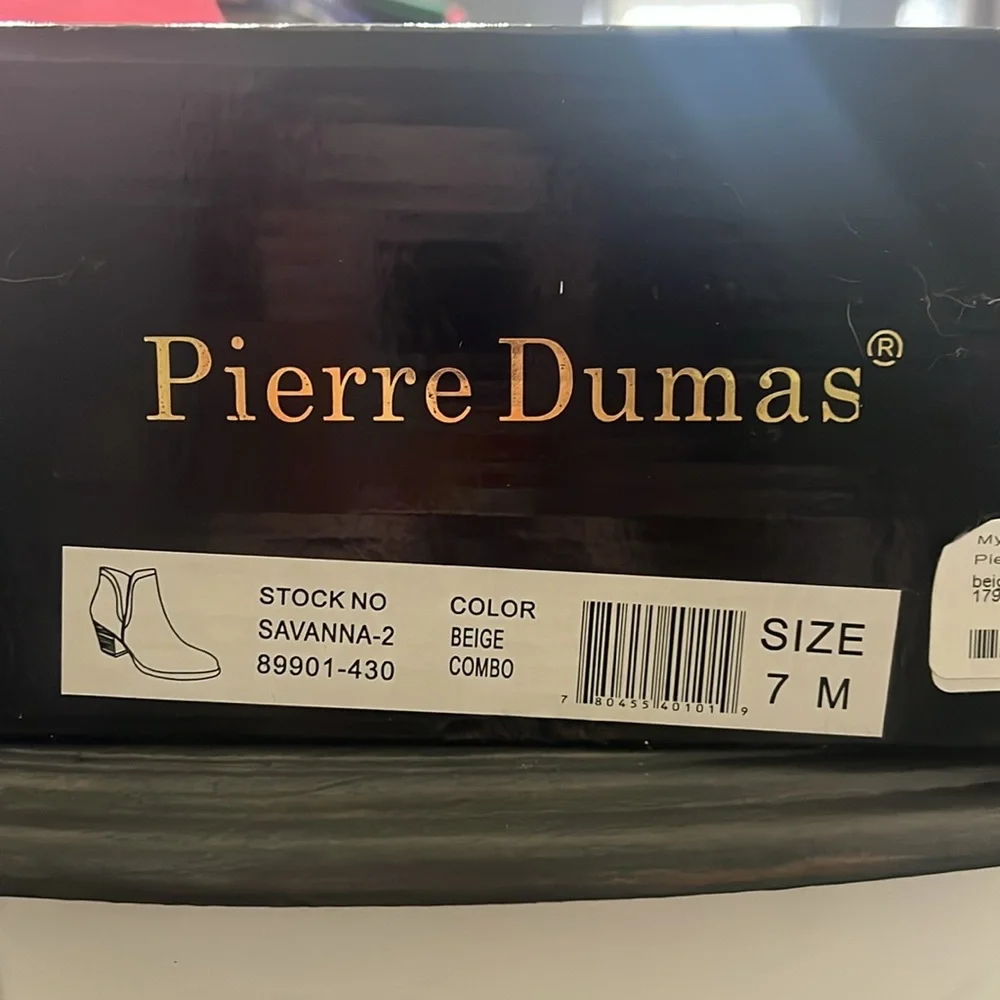 Brand New Size 7 Pierre Dumas Savanna Beige Combo (Cow Print) Booties - Picture 2 of 5